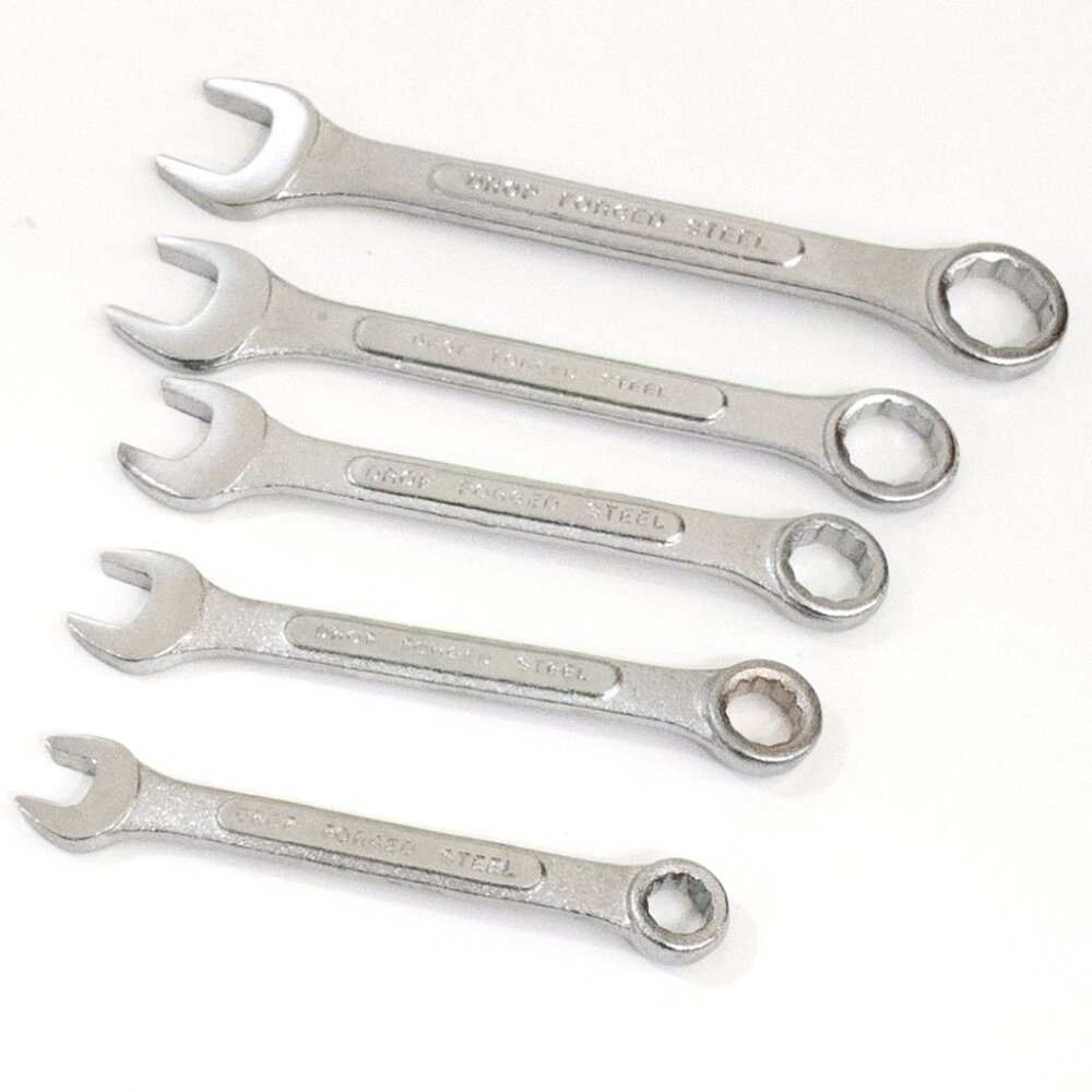 5 Pcs Combination Wrench Set Drop Forged Steel 9/16 1/2 7/16 3/8 5/16 Auto Tools